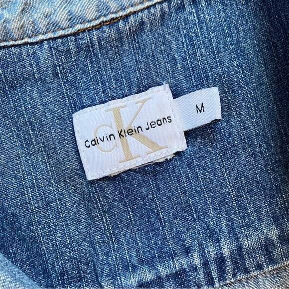 ❌SOLD🏷️Vintage Y2K Calvin Klein Jeans Classic Long Sleeve Denim Shirt Size M - Picture 4 of 6